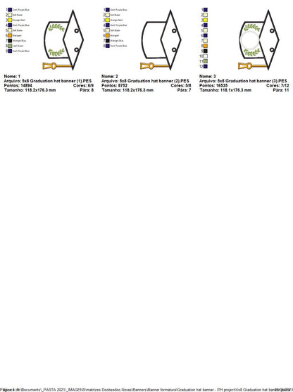 Graduation Hat Banner - ITH Project - Machine Embroidery Design