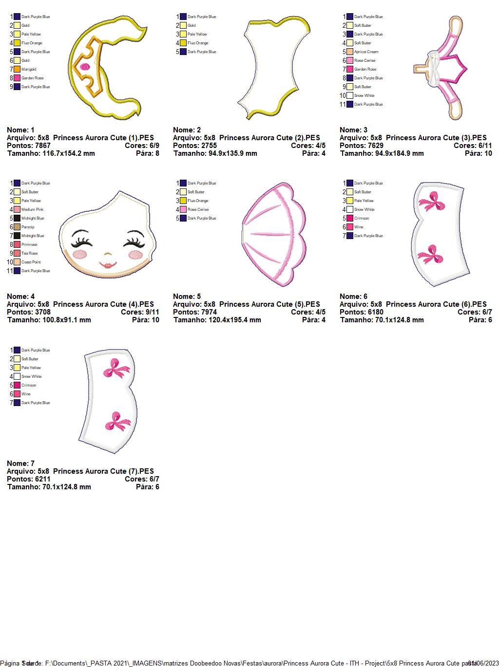 Aurora Cute Princess Ornament - ITH Project - Machine Embroidery Design