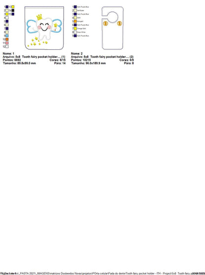 Tooth Fairy Pocket Holder - ITH Project - Machine Embroidery Design