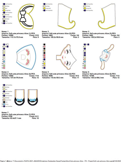 Alice Cute Princess Ornament - ITH Project - Machine Embroidery Design