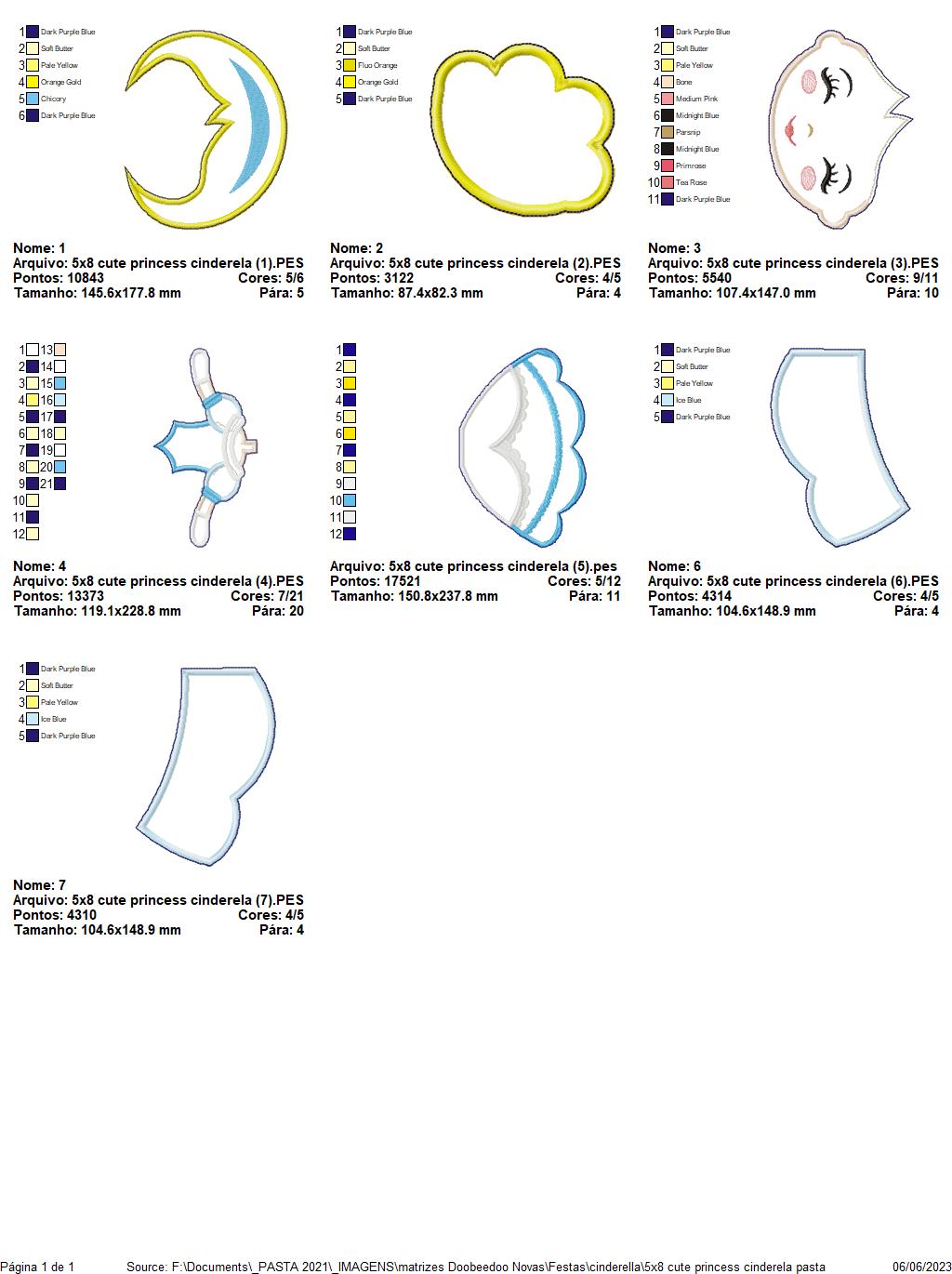 Cinderela Cute Princess Ornament - ITH Project - Machine Embroidery Design