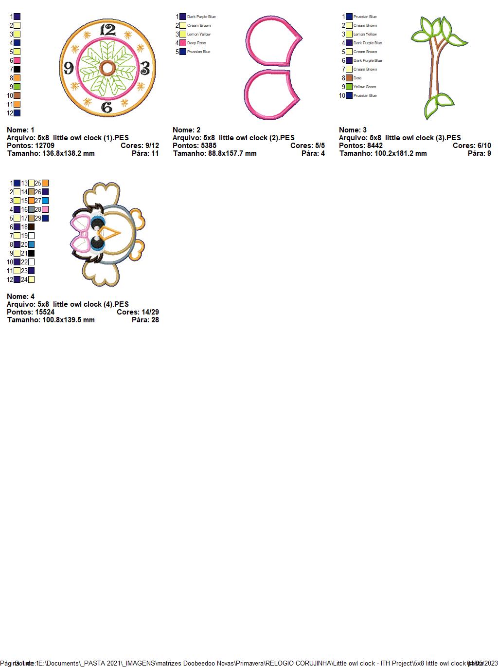 Little Owl Clock - ITH Project - Machine Embroidery Design