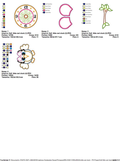 Little Owl Clock - ITH Project - Machine Embroidery Design