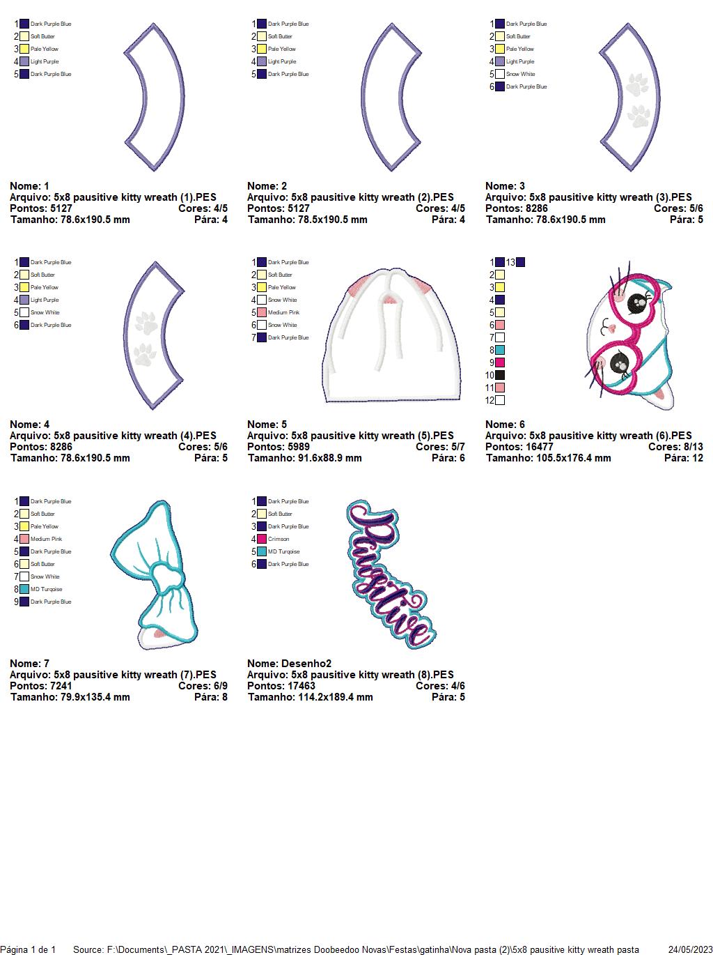 Pausitive Kitty Wreath - ITH Project - Machine Embroidery Design