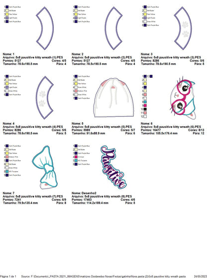 Pausitive Kitty Wreath - ITH Project - Machine Embroidery Design