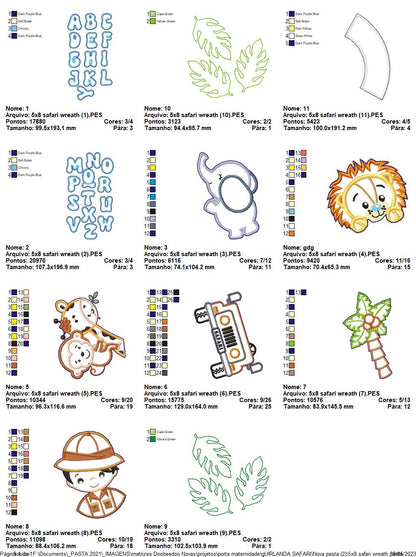 Safari Wreath Door Ornament - ITH Project - Machine Embroidery Design