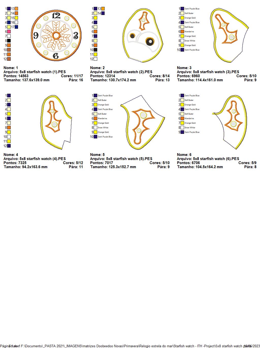 Starfish Clock - ITH Project - Machine Embroidery Design