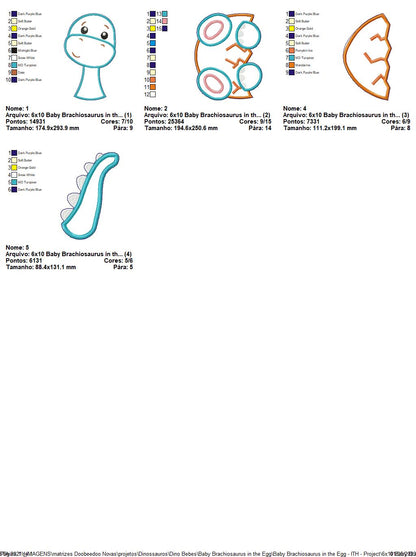 Baby Brachiosaurus in the Egg Ornament - ITH Project - Machine Embroidery Design