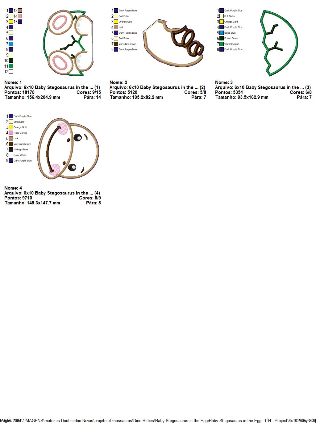 Baby Stegosaurus in the Egg Ornament - ITH Project - Machine Embroidery Design