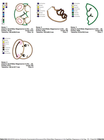 Baby Stegosaurus in the Egg Ornament - ITH Project - Machine Embroidery Design