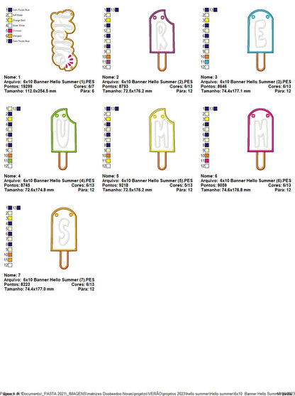 Banner Hello Summer - ITH Project - Machine Embroidery Design