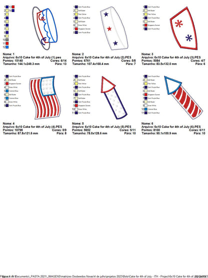 Cake 4th of July - ITH Project - Machine Embroidery Design