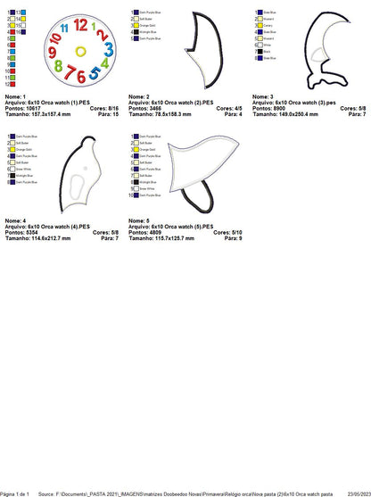 Orca Clock - ITH Project - Machine Embroidery Design