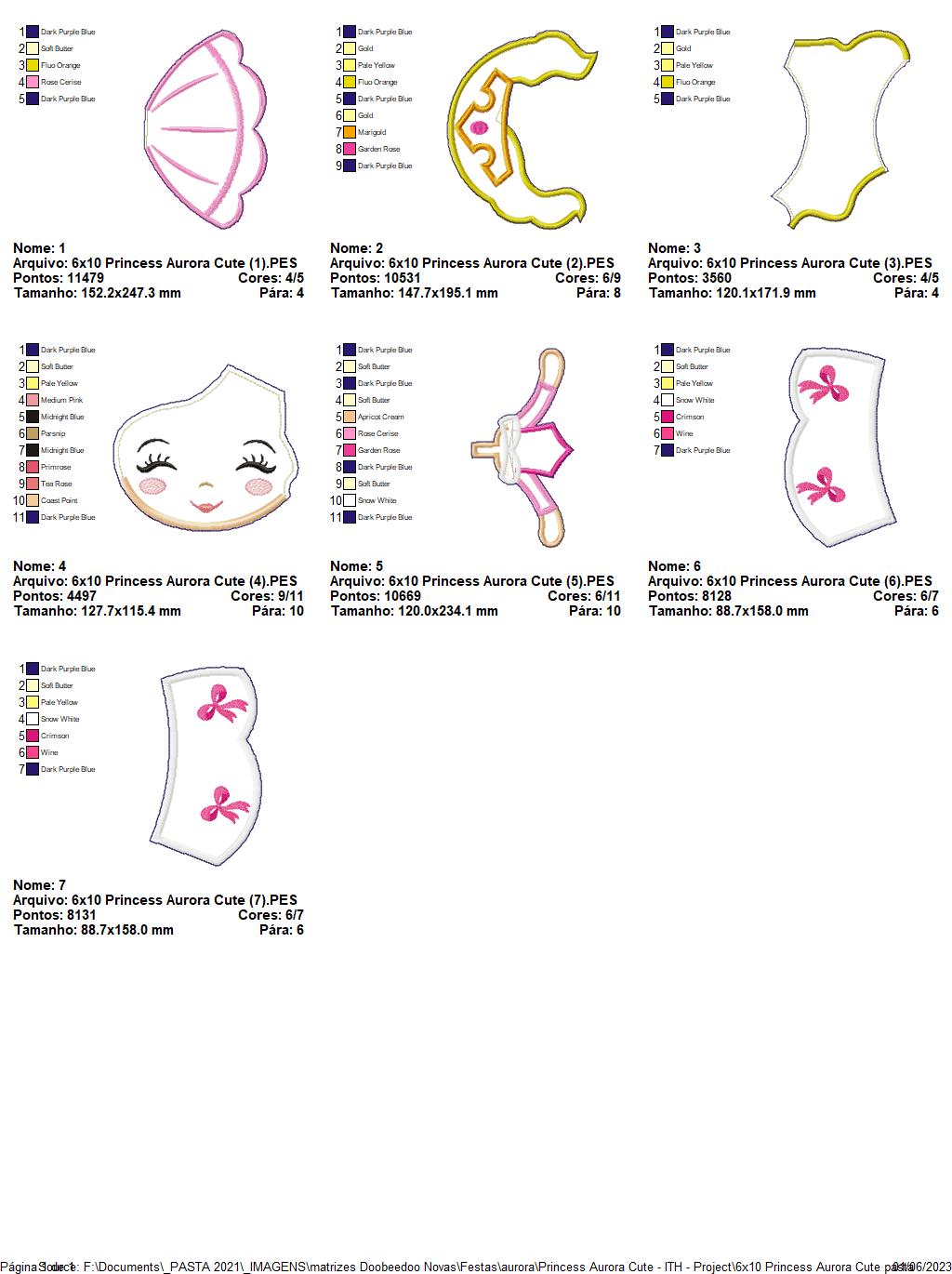 Aurora Cute Princess Ornament - ITH Project - Machine Embroidery Design