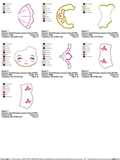 Aurora Cute Princess Ornament - ITH Project - Machine Embroidery Design