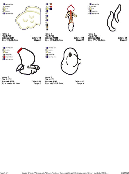 White Dog Cupid - ITH Project - Machine Embroidery Design