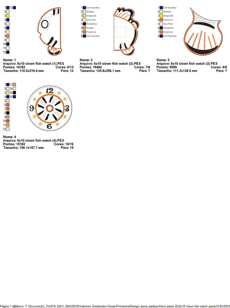 Clown Fish Clock - ITH Project - Machine Embroidery Design