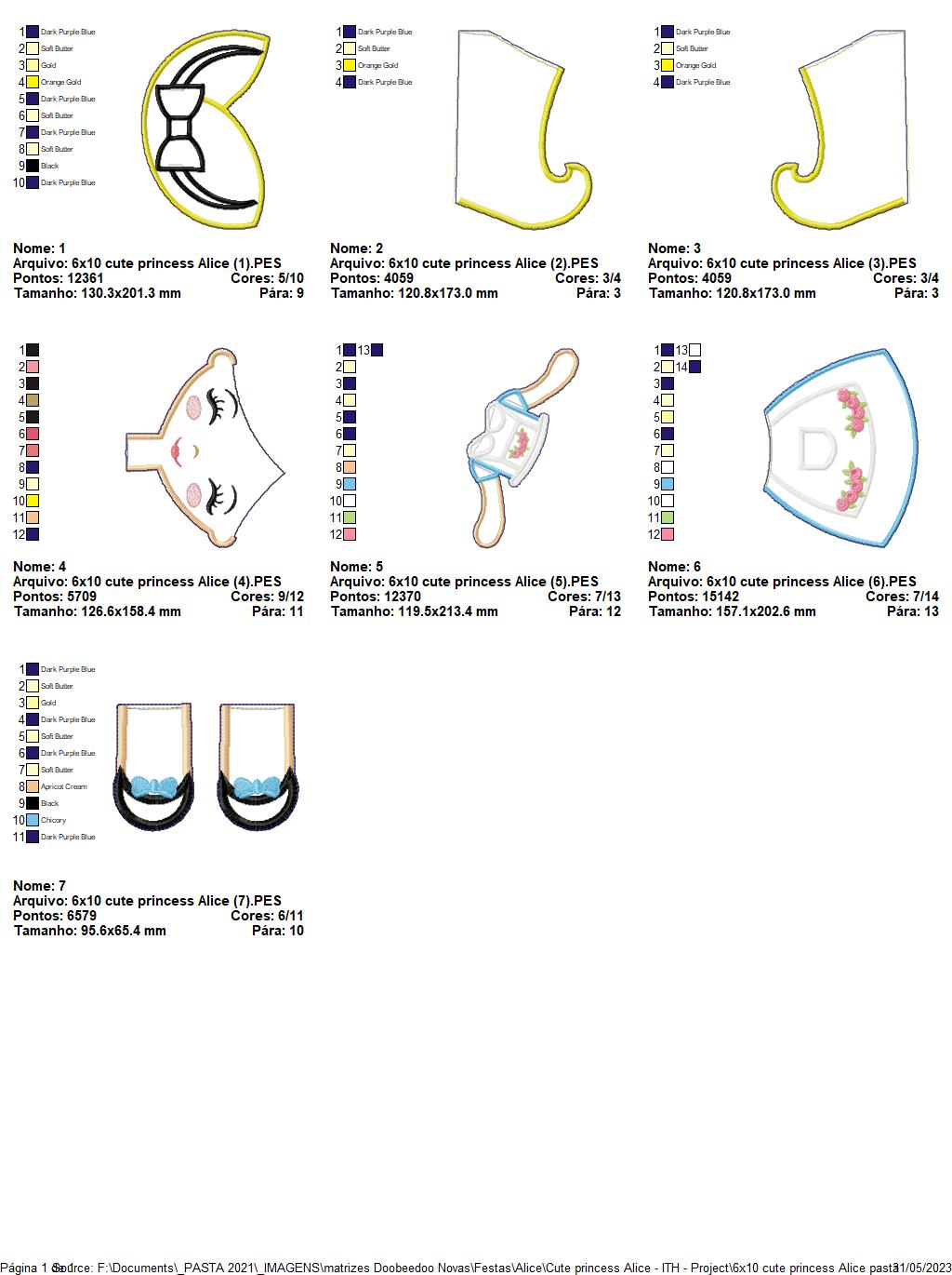 Alice Cute Princess Ornament - ITH Project - Machine Embroidery Design