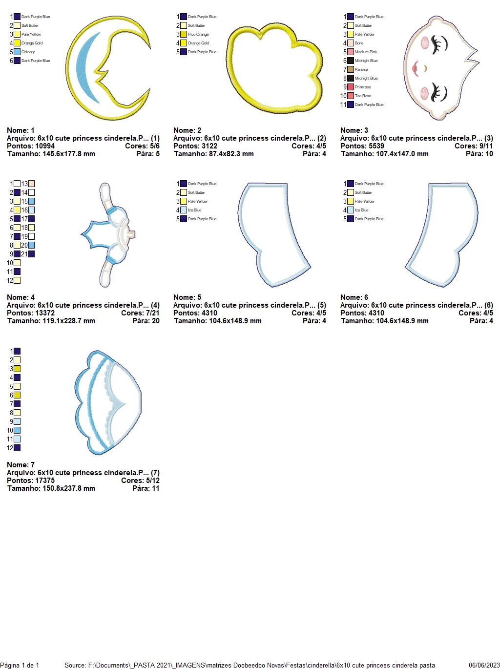 Cinderela Cute Princess Ornament - ITH Project - Machine Embroidery Design
