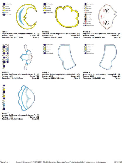 Cinderela Cute Princess Ornament - ITH Project - Machine Embroidery Design