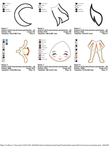 Cute Princess Pocahontas Ornament - ITH Project - Machine Embroidery Design