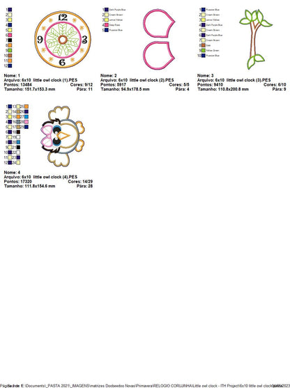 Little Owl Clock - ITH Project - Machine Embroidery Design