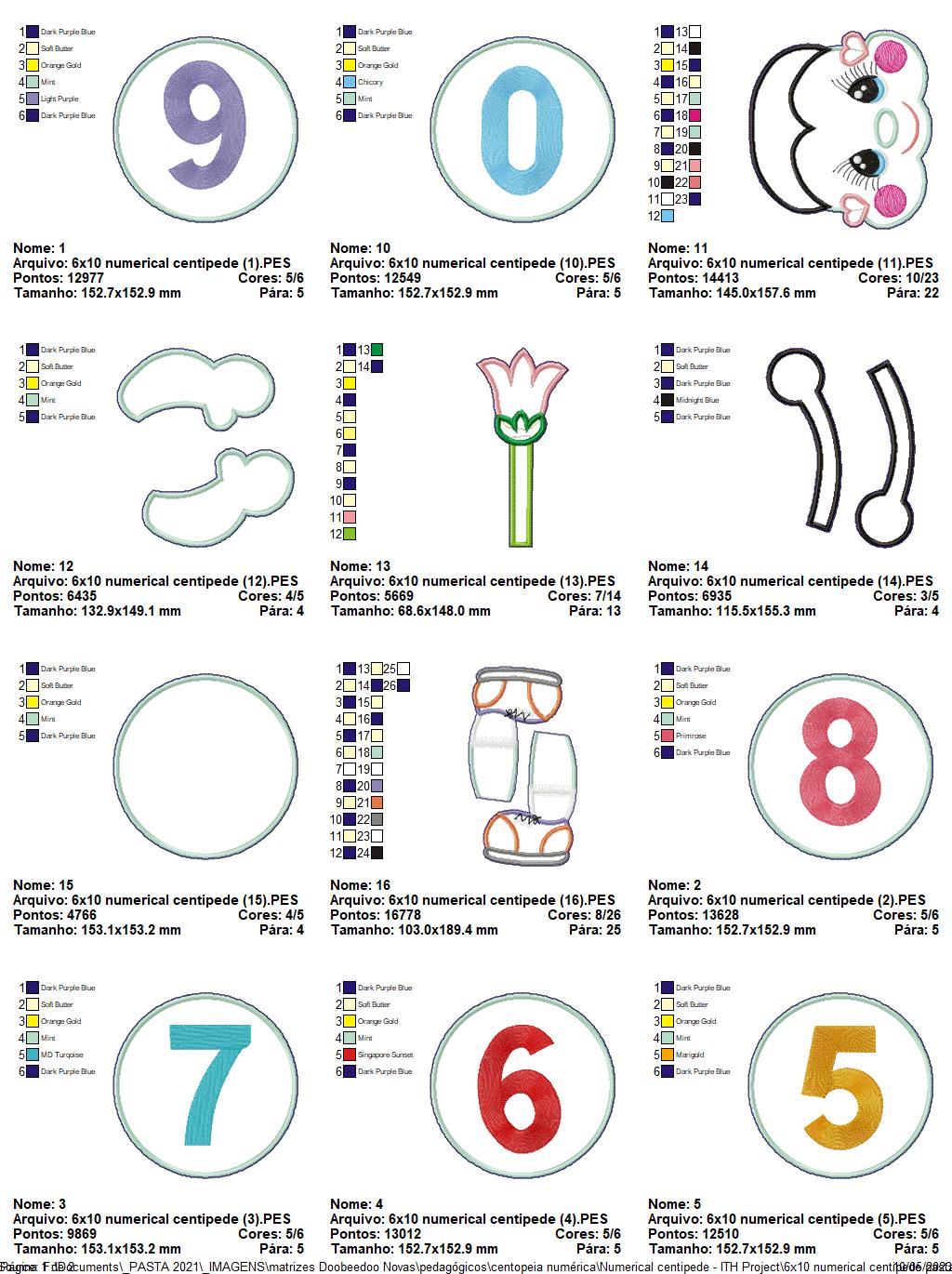 Numerical Centipede - ITH Project - Machine Embroidery Design