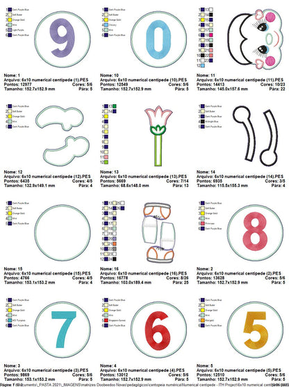 Numerical Centipede - ITH Project - Machine Embroidery Design