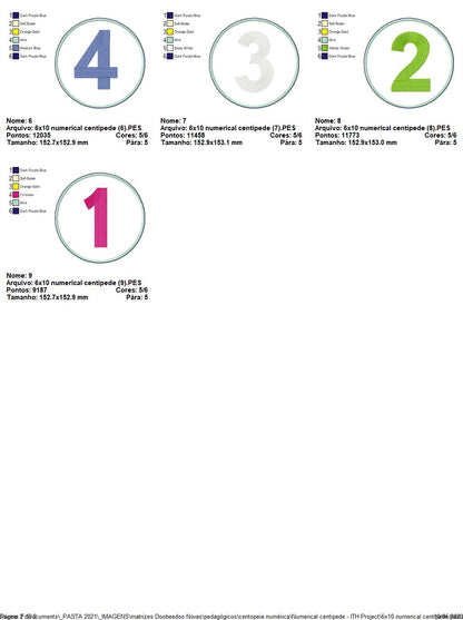Numerical Centipede - ITH Project - Machine Embroidery Design
