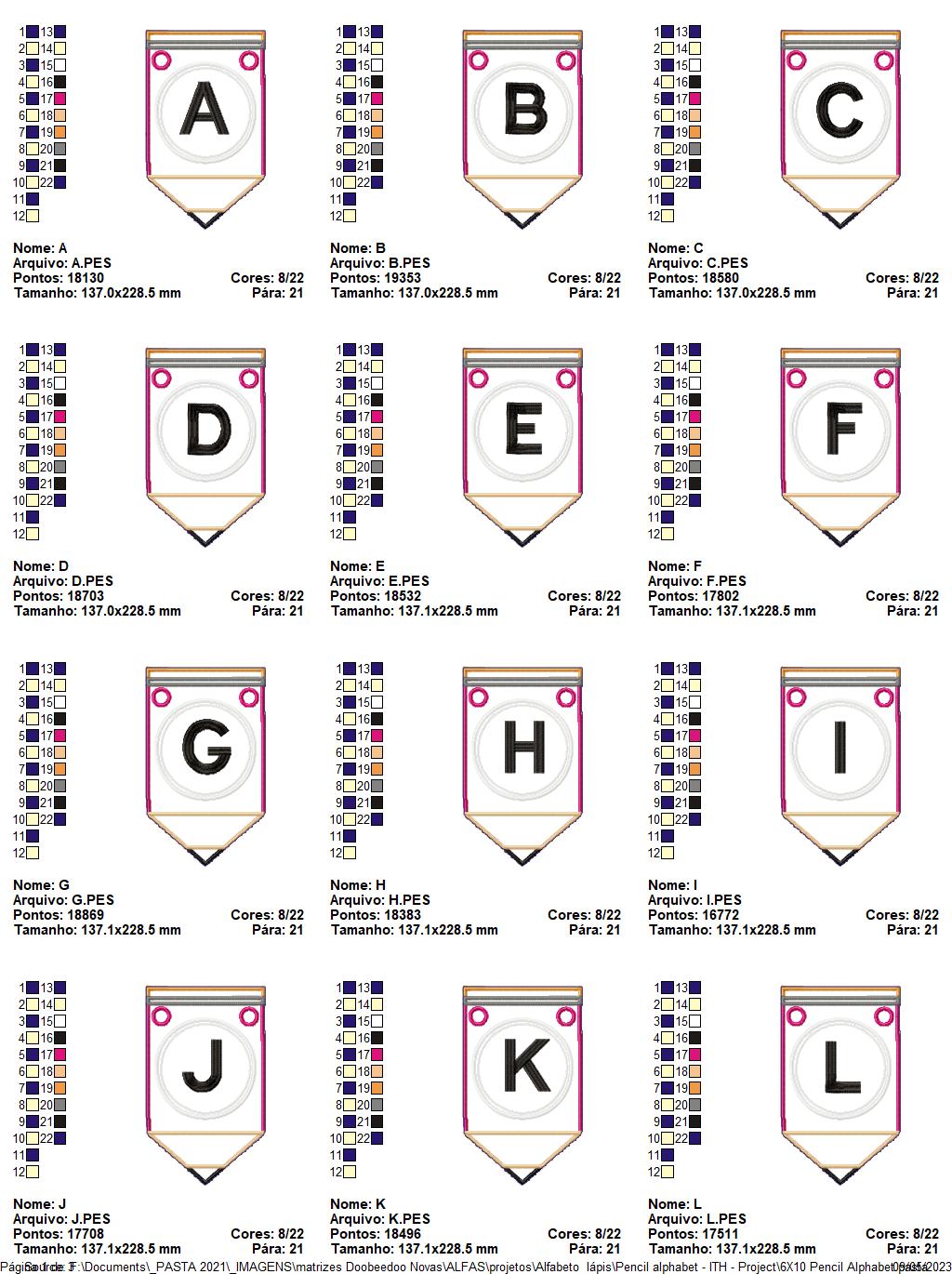 Pencil Alphabet - ITH Project - Machine Embroidery Design