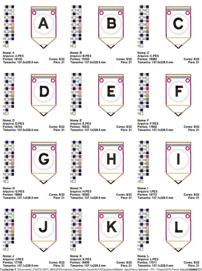 Pencil Alphabet - ITH Project - Machine Embroidery Design