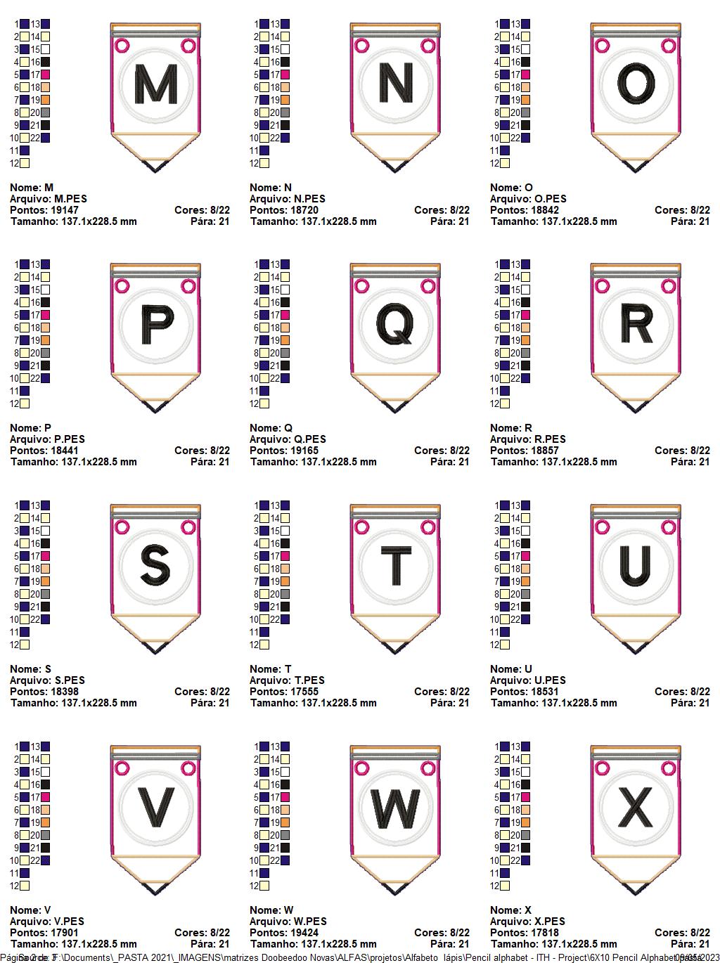 Pencil Alphabet - ITH Project - Machine Embroidery Design