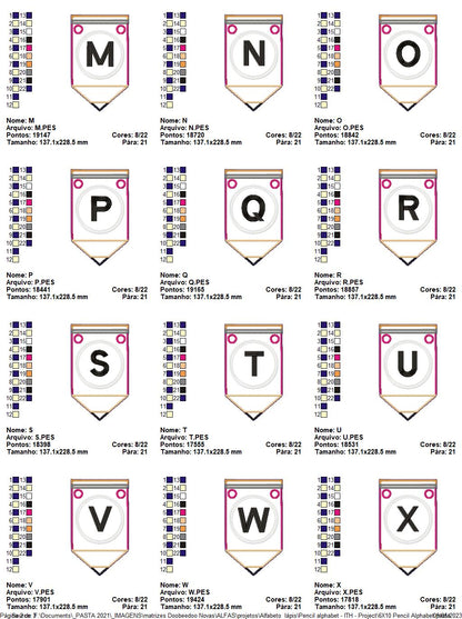 Pencil Alphabet - ITH Project - Machine Embroidery Design