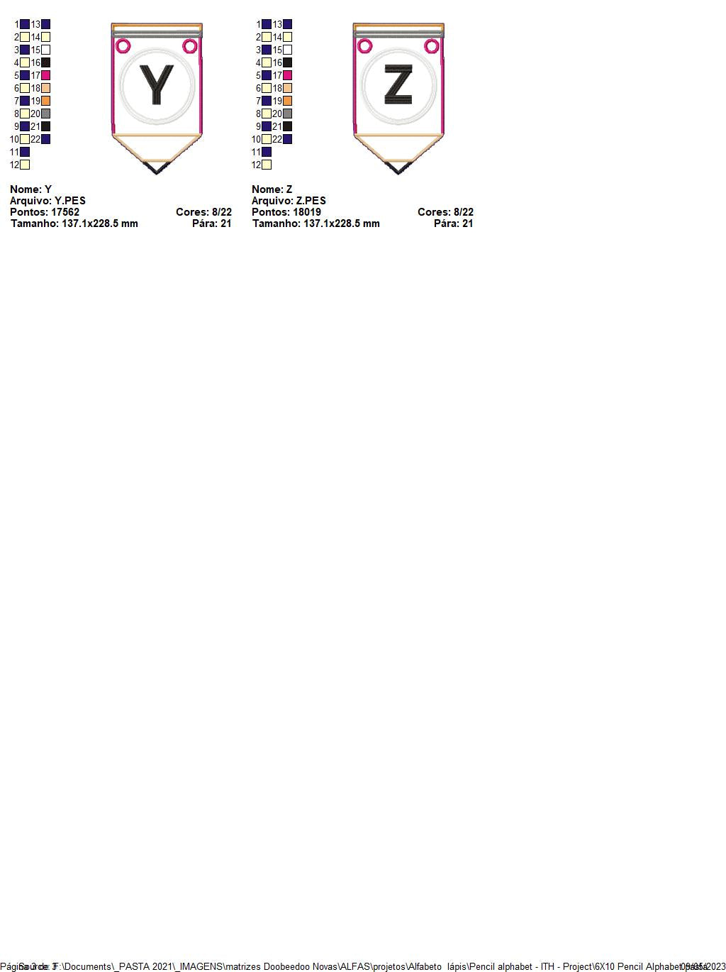 Pencil Alphabet - ITH Project - Machine Embroidery Design