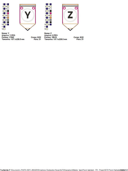 Pencil Alphabet - ITH Project - Machine Embroidery Design