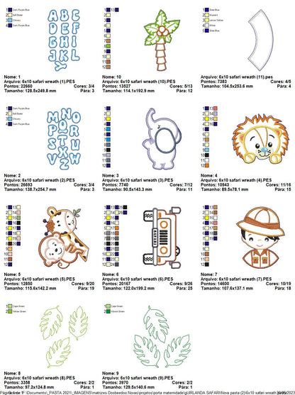 Safari Wreath Door Ornament - ITH Project - Machine Embroidery Design
