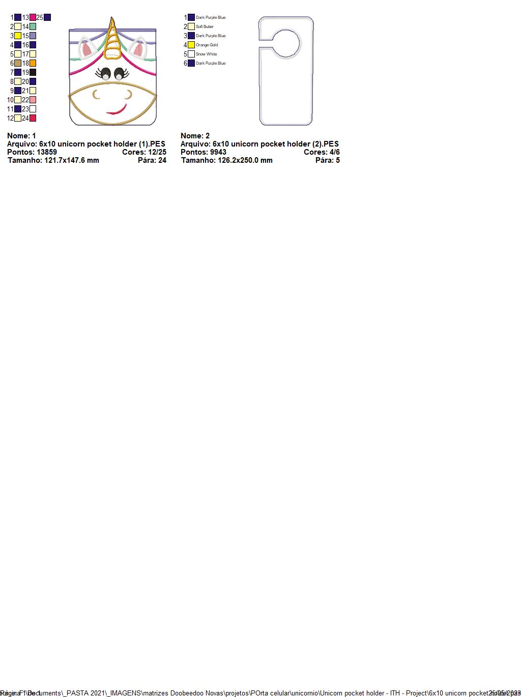 Unicorn Pocket Holder - ITH Project - Machine Embroidery Design