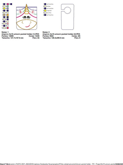 Unicorn Pocket Holder - ITH Project - Machine Embroidery Design