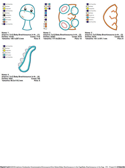 Baby Brachiosaurus in the Egg Ornament - ITH Project - Machine Embroidery Design