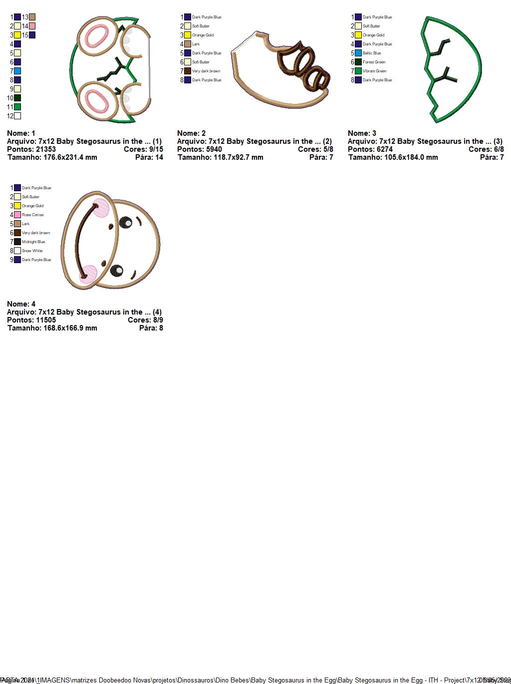 Baby Stegosaurus in the Egg Ornament - ITH Project - Machine Embroidery Design