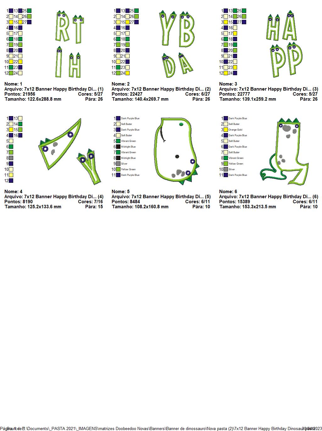 Happy Birthday Dinosaur Banner - ITH Project - Machine Embroidery Design