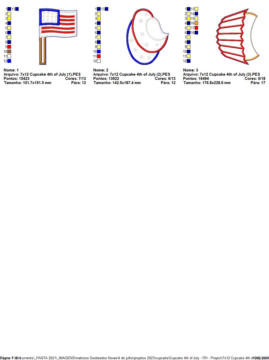 Cupcake 4th of July - ITH Project - Machine Embroidery Design