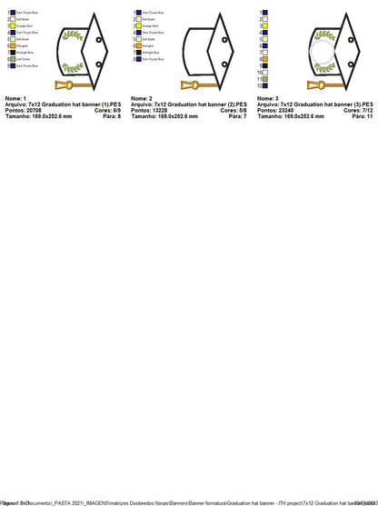 Graduation Hat Banner - ITH Project - Machine Embroidery Design