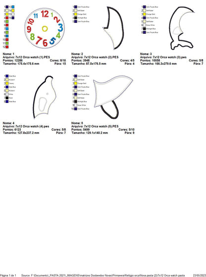 Orca Clock - ITH Project - Machine Embroidery Design