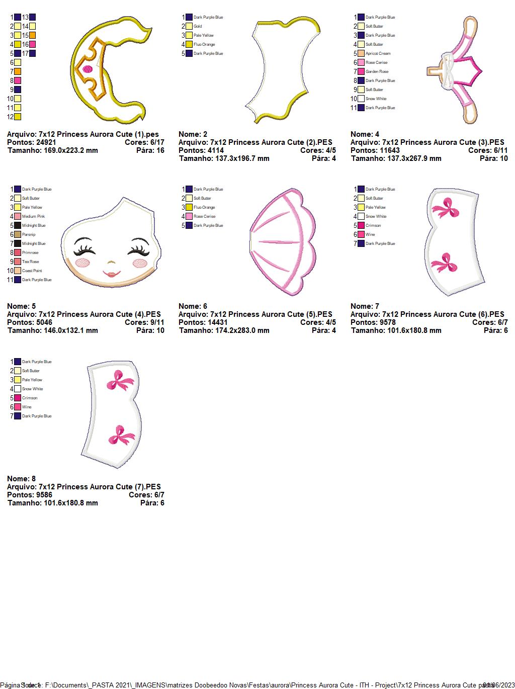 Aurora Cute Princess Ornament - ITH Project - Machine Embroidery Design