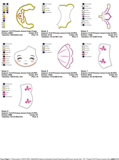 Aurora Cute Princess Ornament - ITH Project - Machine Embroidery Design