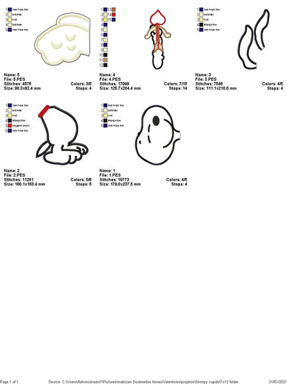 White Dog Cupid - ITH Project - Machine Embroidery Design