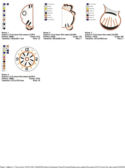 Clown Fish Clock - ITH Project - Machine Embroidery Design