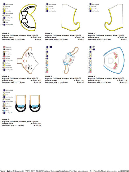 Alice Cute Princess Ornament - ITH Project - Machine Embroidery Design