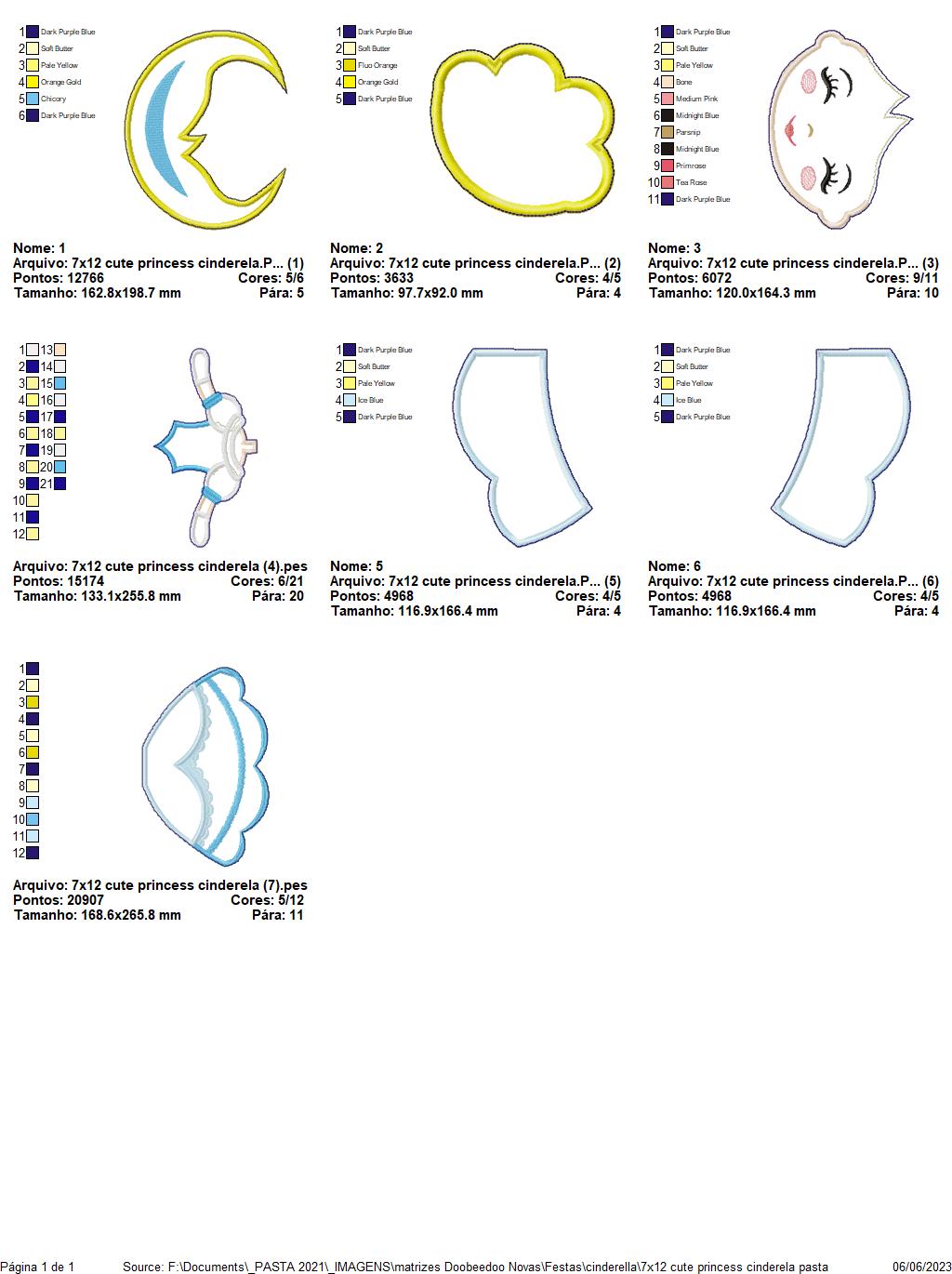 Cinderela Cute Princess Ornament - ITH Project - Machine Embroidery Design